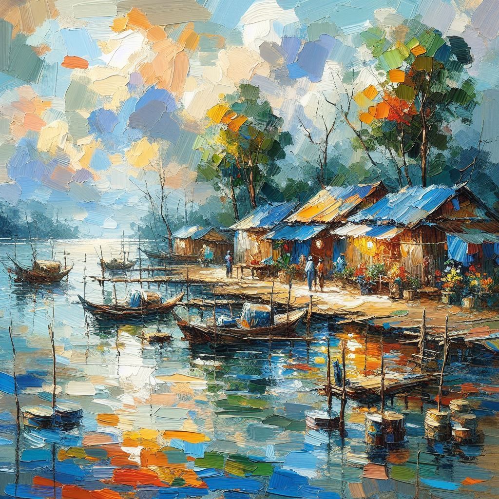 PT039- Tranh bến thuyền ấn tượng