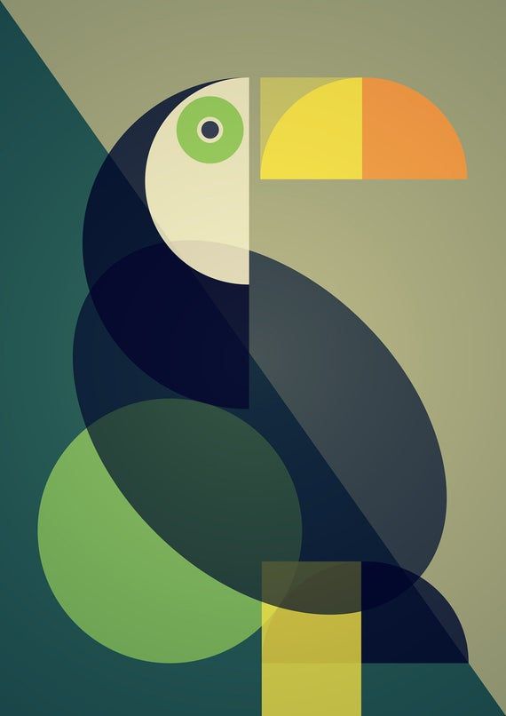 PT083- Tranh chim toucan hình học