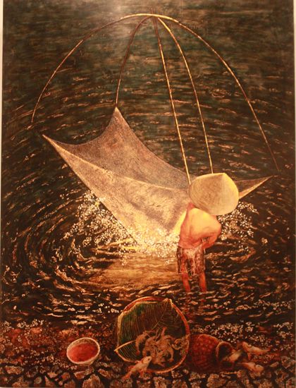 PT084- Tranh người múa giữa vòng sáng