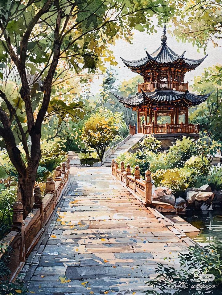 PT091- Tranh lối đi đến chùa vườn