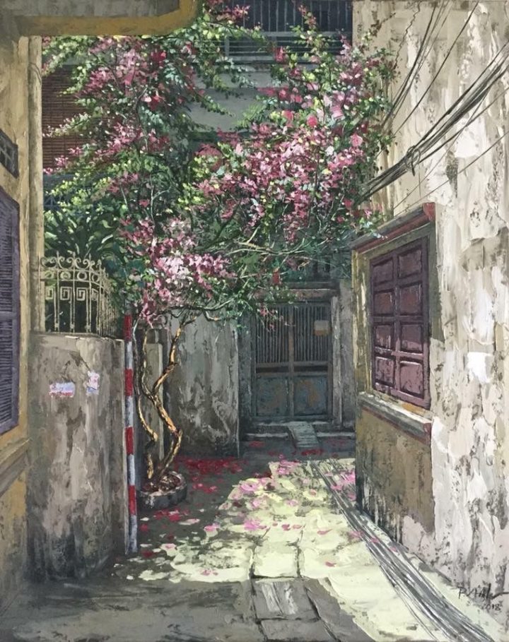 PT104- Tranh ngõ hoa tím