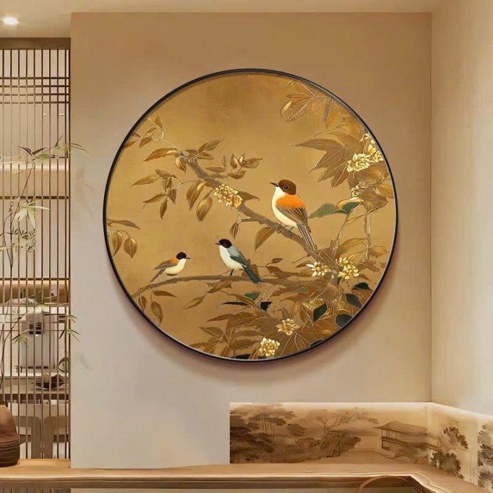 PT122- Tranh tròn chim trên cành