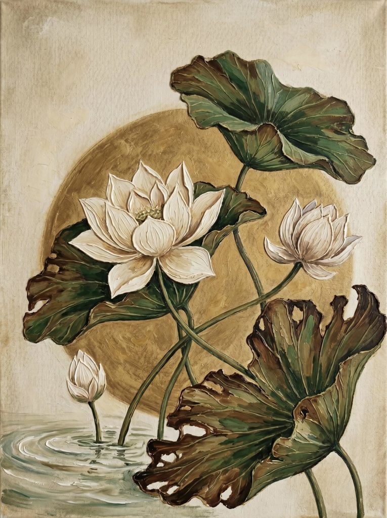 PT134- Tranh hoa sen cổ điển