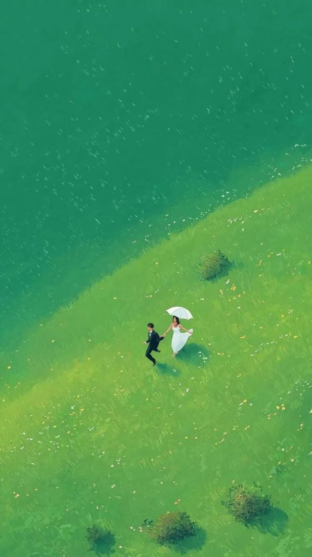 PT442- Tranh hai người trên đồng cỏ