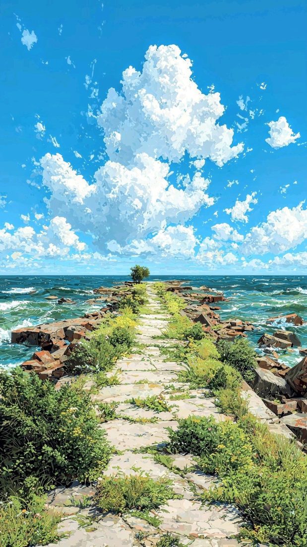 PT496- Tranh lối đi qua bờ biển